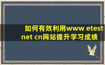 如何有效利用www etest net cn网站提升学习成绩？